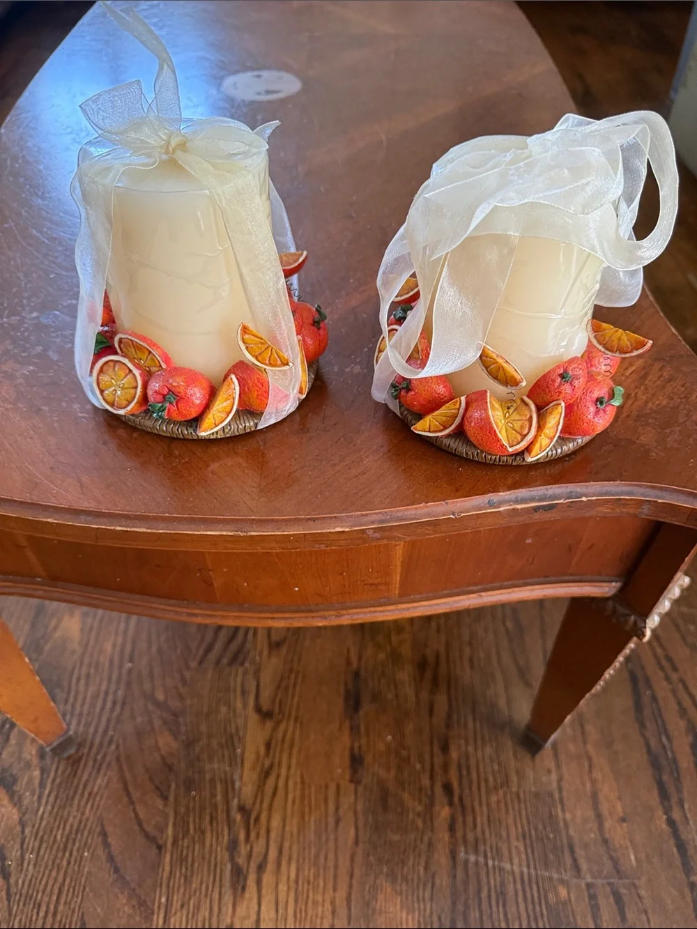 Kohl’s Pillar Candle and Holder with Orange Slice Accents Set of Two Vintage2006